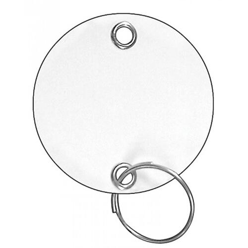 Round Tags with Key Rings, 1-1/4 In. Diameter, 100 Pack