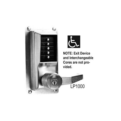 LP1000 Series Mechanical Pushbutton Exit Trim, Satin Chrome