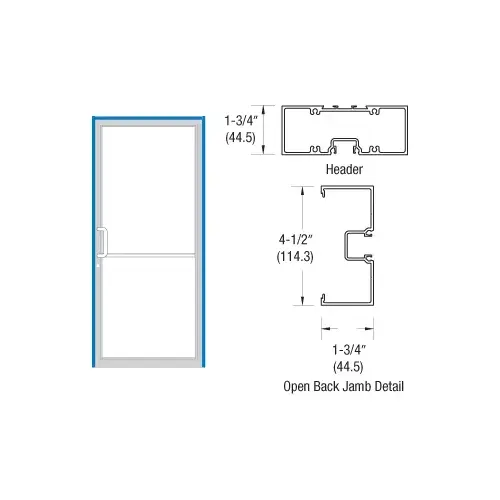CRL-U.S. Aluminum 0V41211L36 Clear Anodized 39-1/2" x 85-3/4" Series 450 Left Hand Open Back Offset Pivot Up and Over Frame Complete (1F)