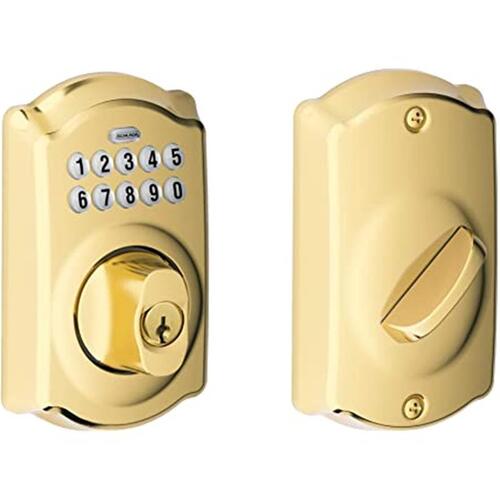 Schlage Residential BE365 PLY 505 Plymouth Electronic Keypad Deadbolt C Keyway with 12287 Latch and 10116 Strike Lifetime Brass Finish