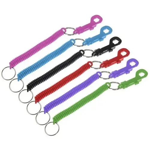 Designer Key Coil with Clip, Assorted Colors, 1/card - pack of 5