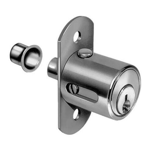 C8142-101-26D KA Sliding Door Lock, Pin Tumbler, 1-1/8" Cylinder Length, Satin Chtome