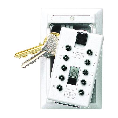 S5 Permanent 5-Key Pushbutton Combination Lock Box, White