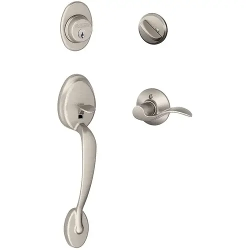 PLY 619 LH ACC Single Deadbolt Keyed Entry Door Handleset, Plymouth Trim, Accent Lever, C Keyway, Satin Nickel