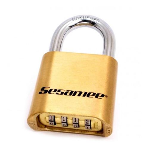 Sesamee 4-Dial Combination Brass 2" Padlock, 1" Shackle, Boxed