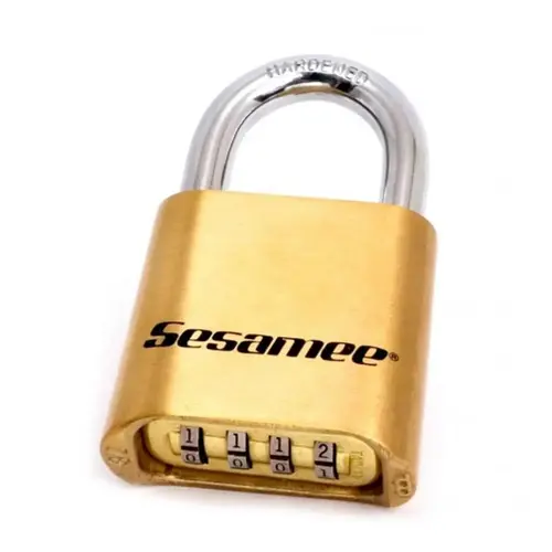 Sesamee 4-Dial Combination Brass 2" Padlock, 1" Shackle, Boxed