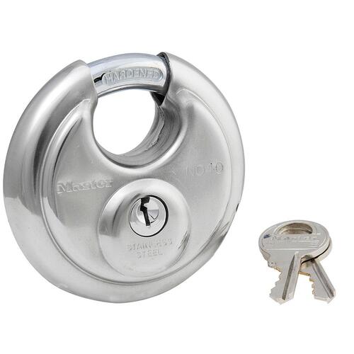 KD Stainless Steel 2-3/4" Discus Double-Locking Padlock with Shrouded 5/8" Shackle, Carded