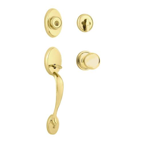 X 966CA x US3 Chelsea Handleset and Deadbolt Circa Knob Interior, Bright Brass