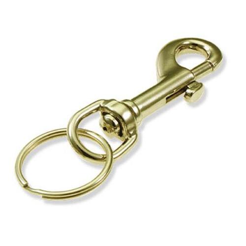 Solid Brass Bolt Snap with 1" Split Ring, 1/card - pack of 5