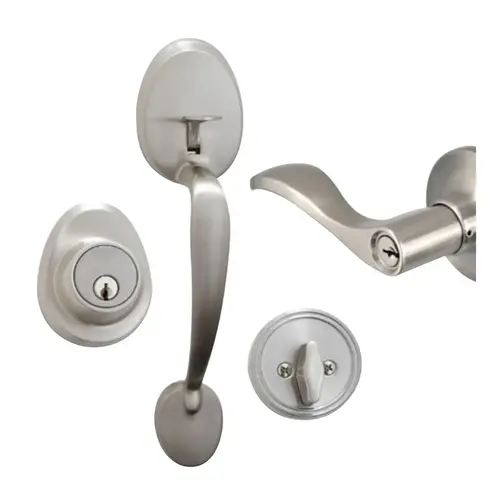 Handleset and Deadbolt, RH Wave Lever, Schlage Keyway, Satin Nickel