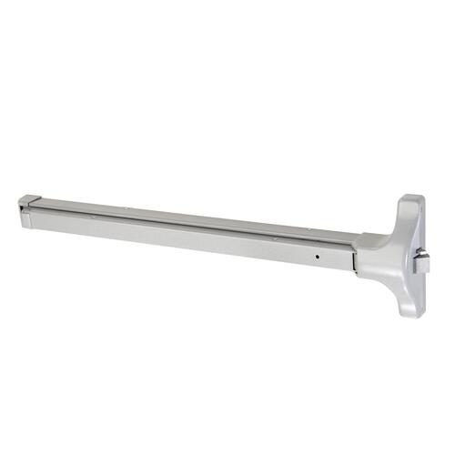 FLAT BAR EXIT DEVICE, SURFACE MOUNT, 36" DOOR WIDTH, LESS CYLINDER, NON-HANDED, ALUMINUM FINISH