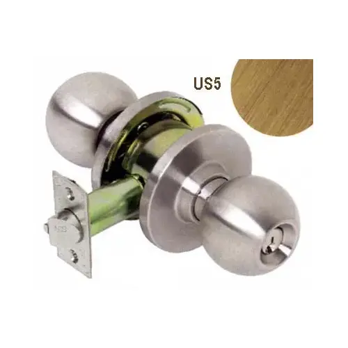 EMP US5 SC1 ENTRY KNOB LOCKSET, EMPIRE DESIGN, GRADE 3, T STRIKE, ADJUSTABLE BACKSET, SCHLAGE C KEYWAY, KA4, ANTIQUE BRASS FINISH