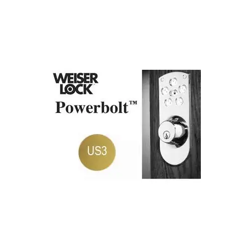 POWERBOLT SINGLE CYL., TOUCHPAD ELECTRONIC DEADBOLT, BATTERY-POWERED, ADJUSTABLE BACKSET, BRIGHT BRASS FINISH
