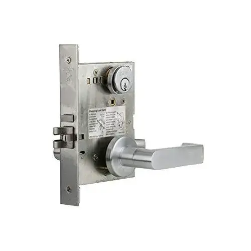 626 Entry Mortise Lockset with 06A Lever Trim, Less Cyl, 2 3/4" Backset Satin Chrome