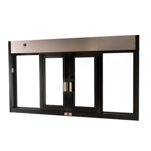 72" Bi-Parting Automatic Drive-Thru Transaction Window 3/4" Insulated Impact Resistant Storm Glass Dark Bronze Anodized