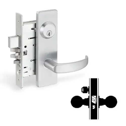 MA581L DANE-GALA 626 Grade 1 Mortise Lock, Storeroom, Less Core, 2-3/4" Backset Satin Chrome