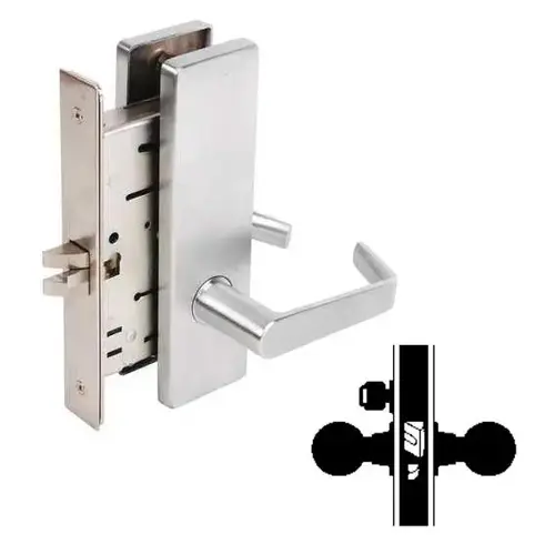 MA581L DANE-NAPA 626 Grade 1 Mortise Lock, Storeroom, Less Core, 2-3/4" Backset Satin Chrome