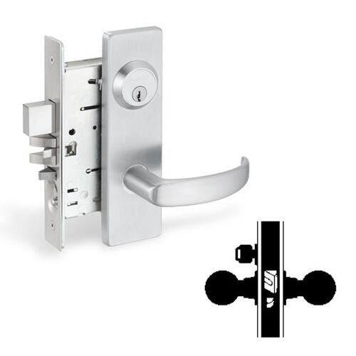 MA561L DANE-GALA 626 Grade 1 Mortise Lock, Classroom, Less Core, 2-3/4" Backset Satin Chrome