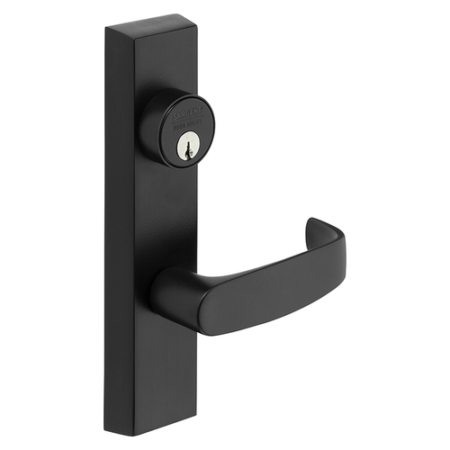 Grade 1 Electrified Exit Device Trim, Fail Safe, Power Off, Unlocks Lever, Key Retracts Latch, For Rim (8800) and NB8700 Series Devices, Rim Cylinder, L Lever, 24V, LHR, Black Suede Powder Coat Black Suede Powder Coat