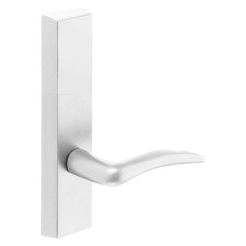 Grade 1 Electrified Exit Device Trim, Fail Safe, Power Off, Unlocks Lever, For Surface Vertical Rod and Mortise (8700, 8900 Series) Devices, A Lever, 24V, LHR, White Suede Powder Coat White Suede Powder Coat