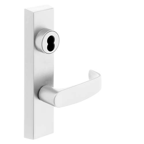 Grade 1 Exit Device Trim, Classroom Security Function, Key Outside Retracts Latch, Key Inside Unlocks/Locks Outside Trim, For Surface Vertical Rod and Mortise (8700, 8900 Series) Devices, SFIC Prep Less Core, L Lever, LHR, White Suede Powder Coat White Suede Powder Coat