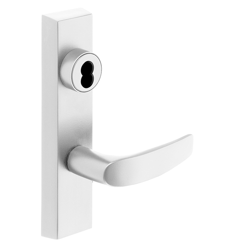 Grade 1 Exit Device Trim, Classroom Function, Freewheeling Trim, Key Outside Unlocks/Locks Trim, For Rim (8800) and NB8700 Series Devices, SFIC Prep Less Core, B Lever, LHR, White Suede Powder Coat White Suede Powder Coat