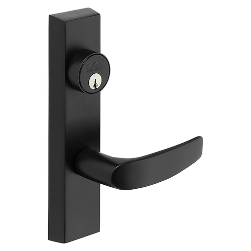 Grade 1 Exit Device Trim, Freewheeling Trim, Key Retracts Latch, For Surface Vertical Rod and Mortise (8700, 8900 Series) Devices, Rim Cylinder for Rim Devices, 1-3/4 In. Mortise Cylinder for Mortise Devices, B Lever, RHR, Black Suede Powder Coat Black Suede Powder Coat