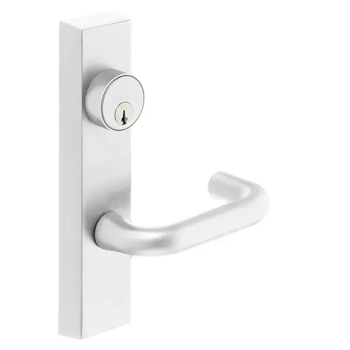 Grade 1 Electrified Exit Device Trim, Fail Secure, Power Off, Locks Lever, Key Retracts Latch, For Rim (8800) and NB8700 Series Devices, Rim Cylinder, J Lever, 12V, LHR, White Suede Powder Coat White Suede Powder Coat