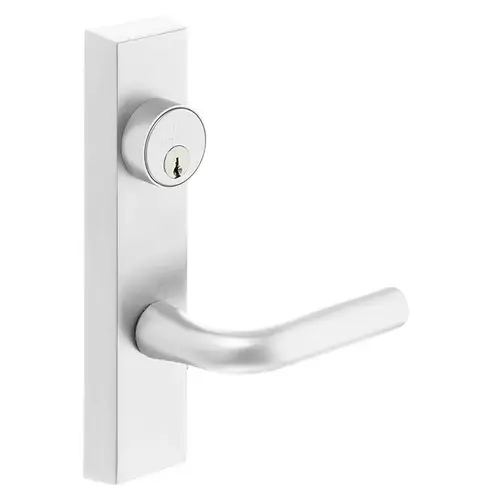 Grade 1 Exit Device Trim, Classroom Security Function, Key Outside Retracts Latch, Key Inside Unlocks/Locks Outside Trim, For Surface Vertical Rod and Mortise (8700, 8900 Series) Devices, Rim Cylinder Inside, 1-1/2 In. Mortise Cylinder Outside, W Lever, LHR, White Suede Powder Coat White Suede Powder Coat