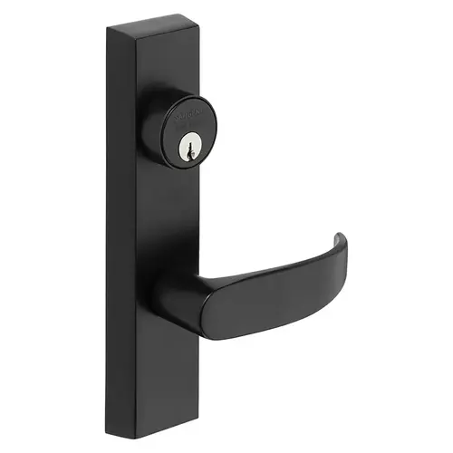 Grade 1 Exit Device Trim, Classroom Function, Freewheeling Trim, Key Outside Unlocks/Locks Trim, For Rim (8800) and NB8700 Series Devices, 1-1/8 In. Mortise Cylinder, P Lever, LHR, Black Suede Powder Coat Black Suede Powder Coat