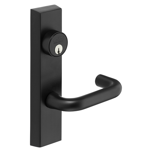 Grade 1 Electrified Exit Device Trim, Fail Safe, Power Off, Unlocks Lever, Key Retracts Latch, For Rim (8800) and NB8700 Series Devices, Rim Cylinder, J Lever, 24V, RHR, Black Suede Powder Coat Black Suede Powder Coat