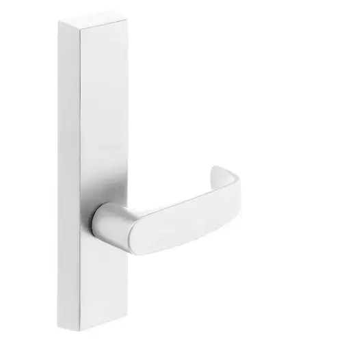 Grade 1 Electrified Exit Device Trim, Fail Secure, Power Off, Locks Lever, For Surface Vertical Rod and Mortise (8700, 8900 Series) Devices, L Lever, 24V, RHR, White Suede Powder Coat White Suede Powder Coat