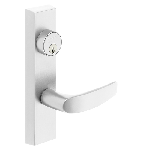 Grade 1 Exit Device Trim, Classroom Function, Freewheeling Trim, Key Outside Unlocks/Locks Trim, For Rim (8800) and NB8700 Series Devices, 1-1/8 In. Mortise Cylinder, B Lever, LHR, White Suede Powder Coat White Suede Powder Coat