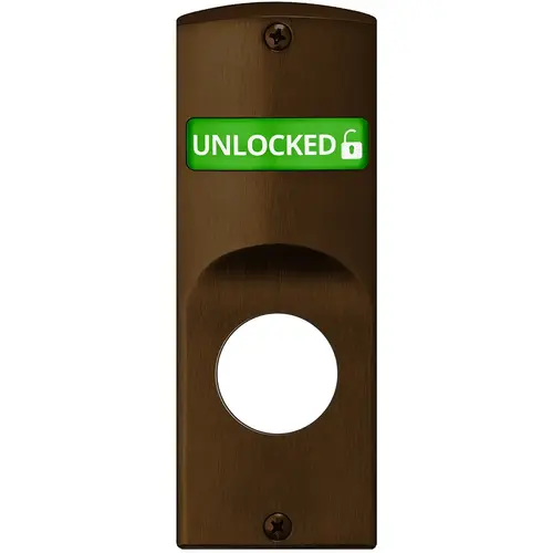 Indicator for Sectional Trim with Cylinder Prep, Exterior displays "Unlocked / Locked" in Green & Red, Field Reversible, Dark Oxidized Satin Bronze Oil Rubbed Finish Dark Oxidized Satin Bronze Oil Rubbed