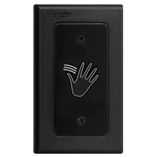 SureWave CM-332 Series Touchless Switch, 1" to 28" Range, 2 Relays, Single Gang Hand Icon Faceplate, Black Finish Applied