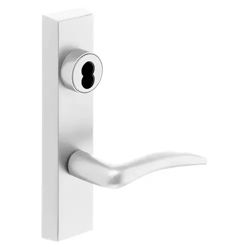 Grade 1 Electrified Exit Device Trim, Fail Secure, Power Off, Locks Lever, Key Retracts Latch, For Surface Vertical Rod and Mortise (8700, 8900 Series) Devices, SFIC Prep Less Core, A Lever, 12V, LHR, White Suede Powder Coat White Suede Powder Coat