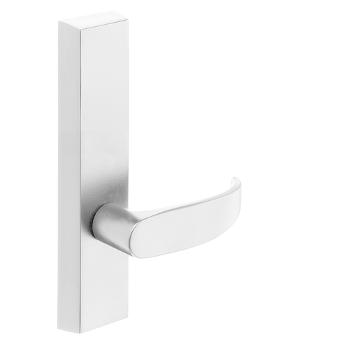 Grade 1 Exit Device Trim, Dummy, For Surface Vertical Rod and Mortise (8700, 8900 Series) Devices, P Lever, RHR, White Suede Powder Coat White Suede Powder Coat