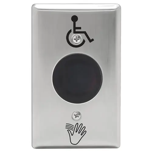 SureWave CM-332 Series Touchless Switch, 1" to 28" Range, 2 Relays, Single Gang Stainless Steel Hand Icon/Wheelchair Symbol Faceplate, Stainless Steel Finish Applied