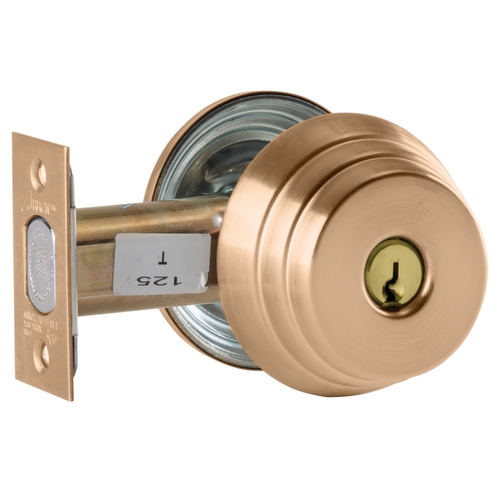 Grade 2 Classroom Deadlock, Conventional Cylinder, Satin Bronze Clear Coated Finish, Schlage C Keyway, Field Reversible Satin Bronze Clear Coated