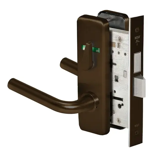 Grade 1 Dormitory Mortise Lock, Visual Thumbturn Indicator, 12 Lever, J Escutcheon, SFIC Housing Less Core, Oil-Rubbed Bronze Finish, Field Reversible Oil-Rubbed Bronze