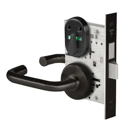 Grade 1 Privacy Mortise Lock, Double Visual Indicator, 3 Lever, H Rose, Non-Keyed, Matte Black Finish, Field Reversible Matte Black