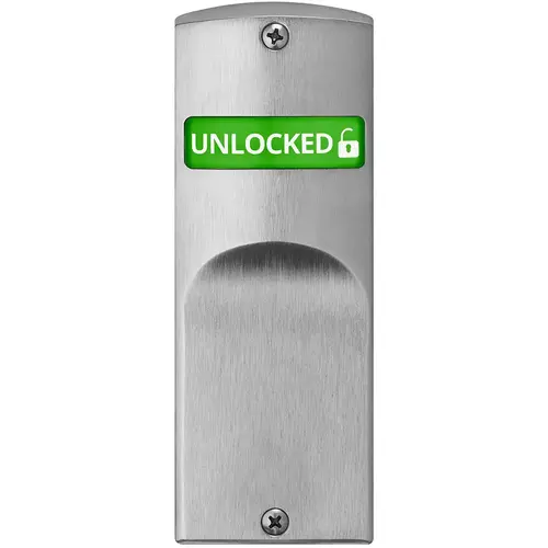 Indicator for Sectional Trim without Input (Blank), Exterior displays "Unlocked / Locked" in Green & Red, Field Reversible, Satin Stainless Steel Finish Satin Stainless Steel