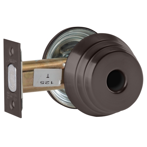 Grade 2 Single Cylinder Deadlock, Less Cylinder, Dark Oxidized Bronze Finish, Field Reversible Dark Oxidized Bronze