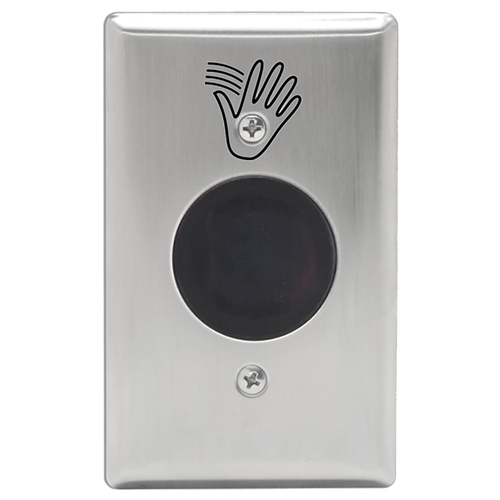 SureWave CM-324 Series Touchless Switch, 1" to 30" Range, 1 Relay, Single Gang Stainless Steel Hand Icon Faceplate, Stainless Steel Finish Applied