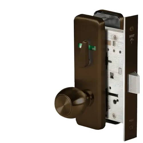 Grade 1 Privacy Mortise Lock, Double Visual Indicator, 4 Knob, J Escutcheon, Non-Keyed, Oil-Rubbed Bronze Finish, Field Reversible Oil-Rubbed Bronze