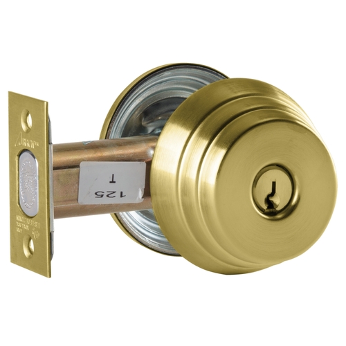 Grade 2 Single Cylinder Deadlock, Satin Brass Finish, Field Reversible