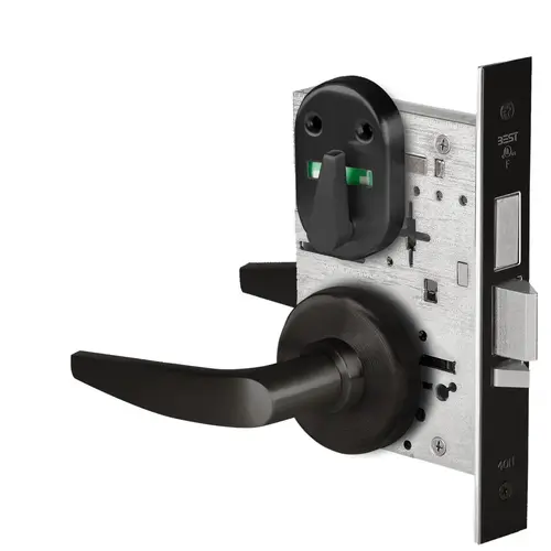 Grade 1 Dormitory Mortise Lock, Visual Thumbturn Indicator, 16 Lever, H Rose, SFIC Housing Less Core, Matte Black Finish, Field Reversible Matte Black