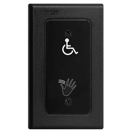 SureWave CM-325 Series Touchless Switch, 2" to 18" Range, 1 Relay, Single Gang Hand Icon/Wheelchair Symbol Faceplate, Black Finish Applied