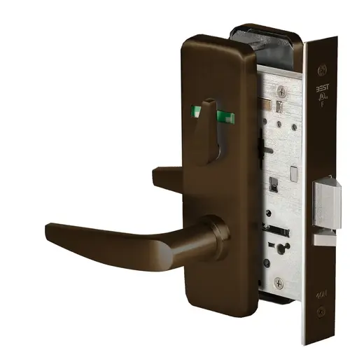 Grade 1 Office Mortise Lock, Visual Thumbturn Indicator, 16 Lever, J Escutcheon, SFIC Housing Less Core, Oil-Rubbed Bronze Finish, Field Reversible Oil-Rubbed Bronze