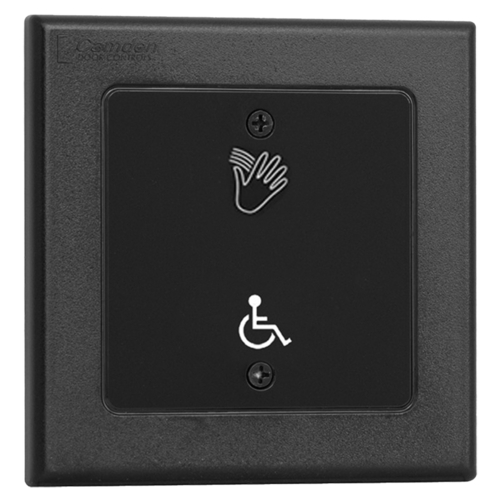 SureWave CM-325 Series Touchless Switch, 2" to 18" Range, 1 Relay, Double Gang Hand Icon/Wheelchair Symbol Faceplate, Black Finish Applied